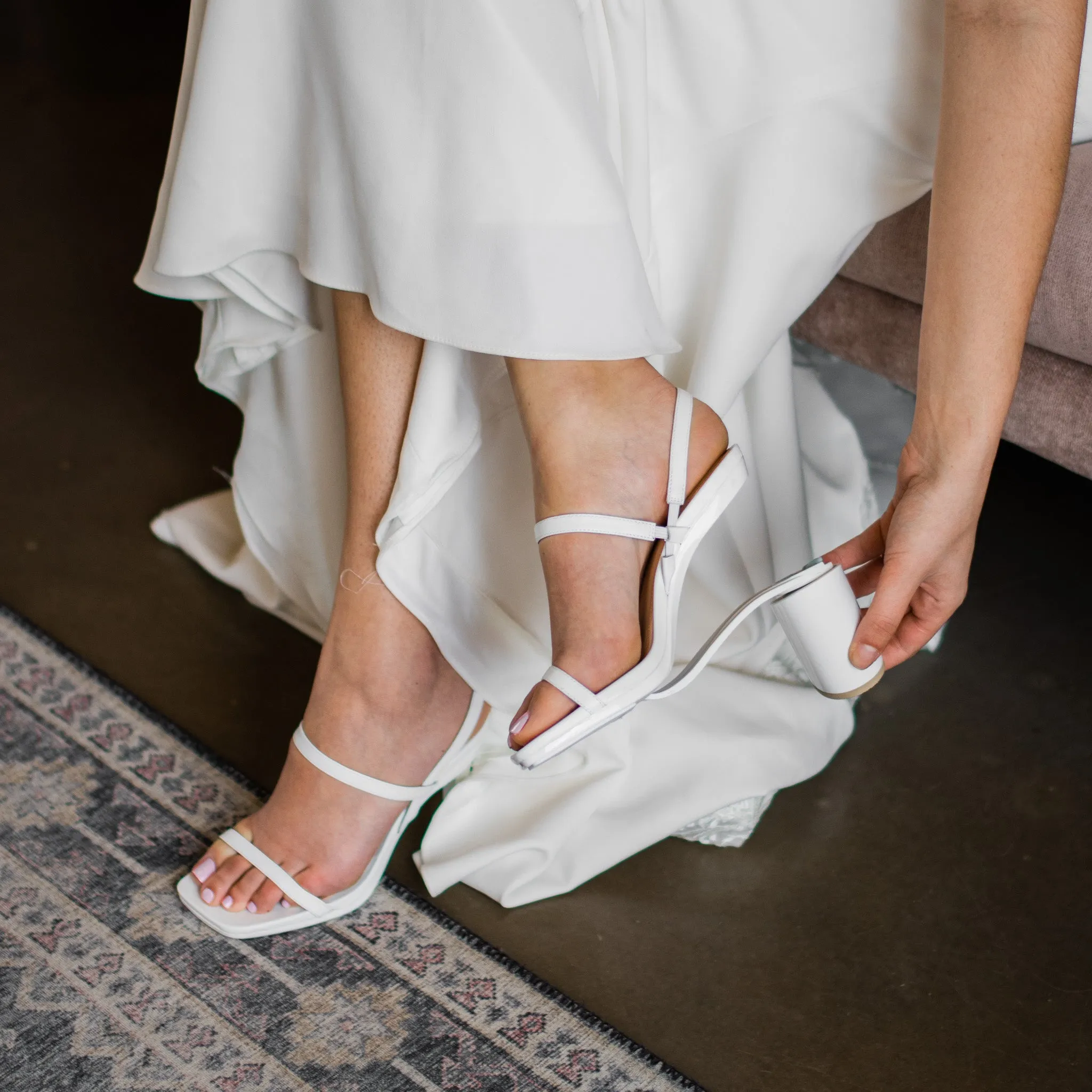 The Slingback Miranda - White   Block Heel Kit 4 White-FINAL SALE