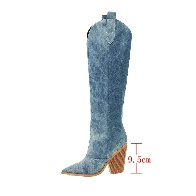 Toby Knee High Denim Boots