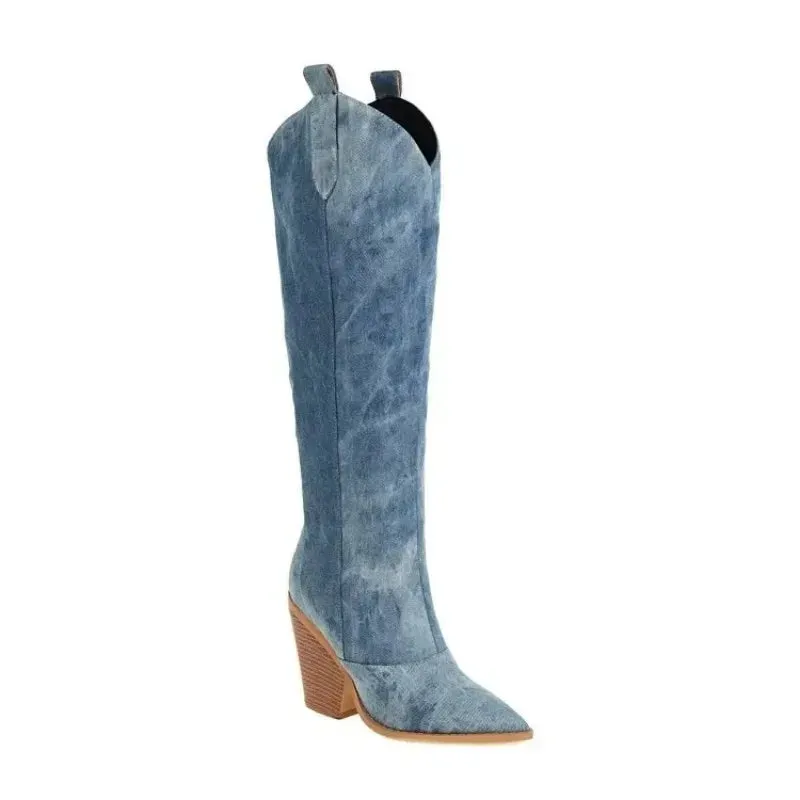 Toby Knee High Denim Boots