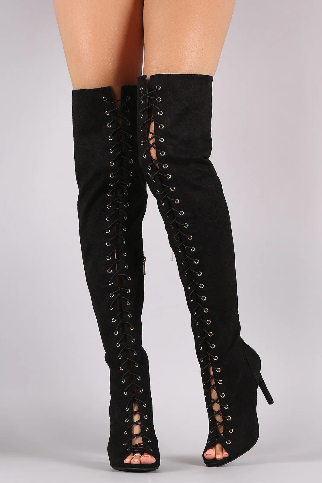 Trish - Open Toe Lace Up Boot