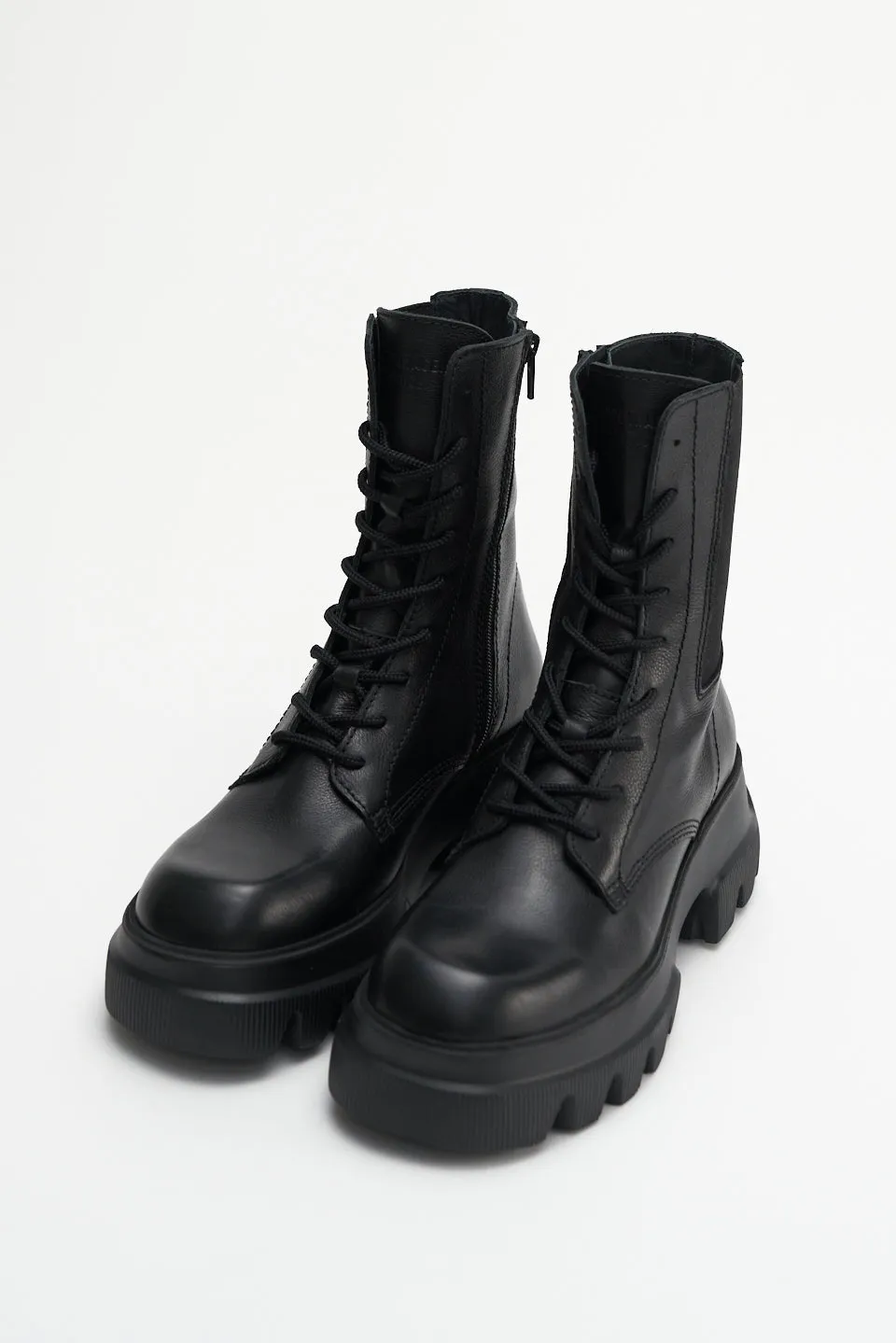 Vitello Black Combat Boots