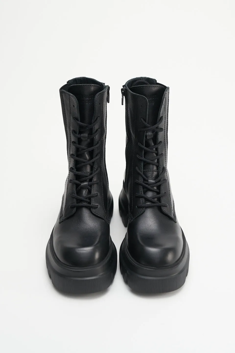 Vitello Black Combat Boots